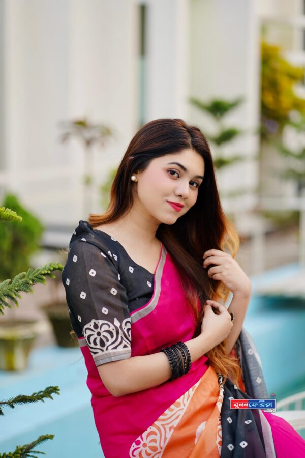 আদুরী 🌺 প্রিমিয়াম কোয়ালিটি দুবাই চেরি সিল্ক শাড়ি - Image 3