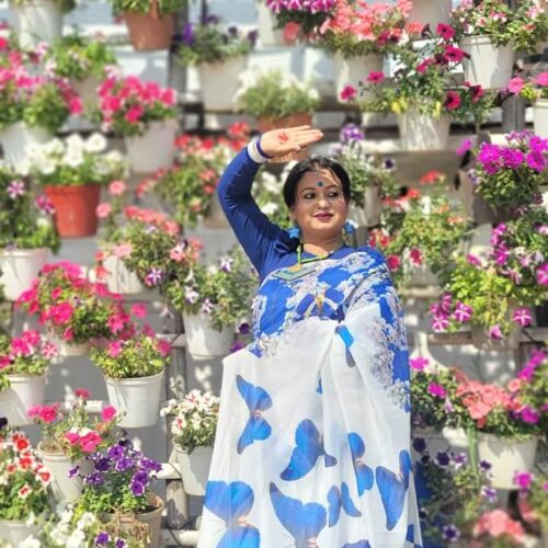 ডিজিটাল প্রিন্ট ইন্ডিয়ান সিল্ক শাড়ি D-122