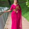 সেমি মসলিন এমব্রয়ডারি  শাড়ি - Image 7