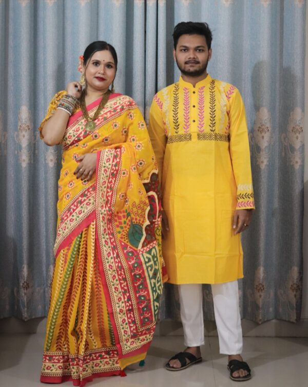 Premium Quality Matching Couple Set SAREE AND PANJABI CODE NO : BF-605