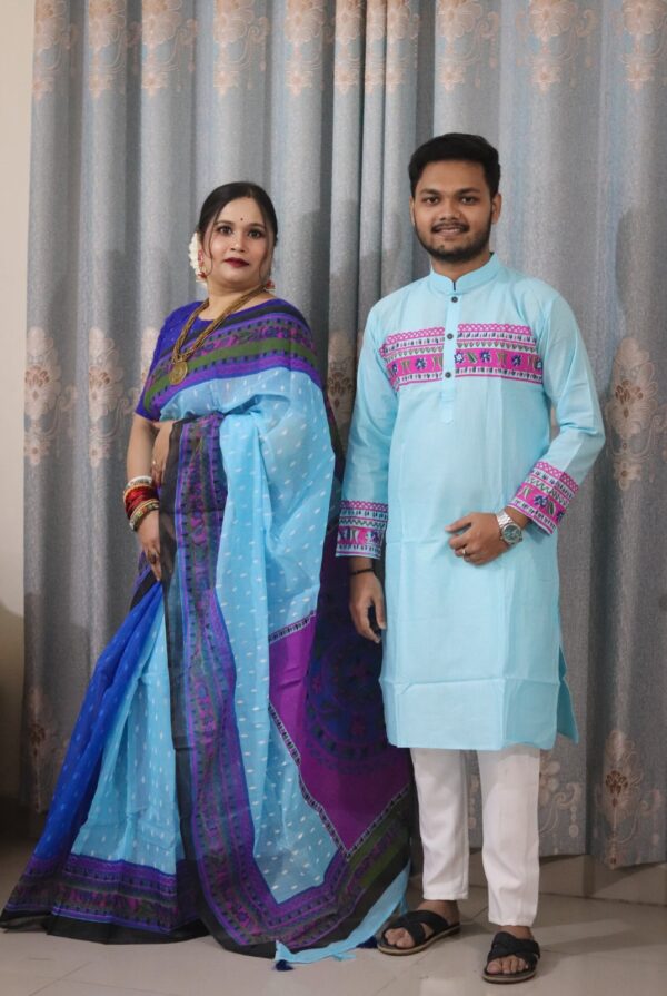 Premium Quality Matching Couple Set SAREE AND PANJABI CODE NO : BF-603