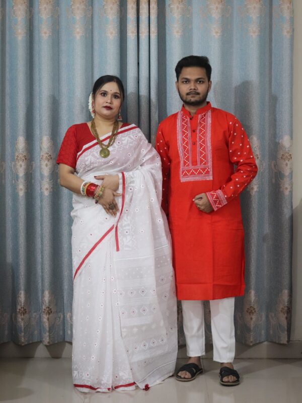 Premium Quality Matching Couple Set SAREE AND PANJABI CODE NO : BF-602