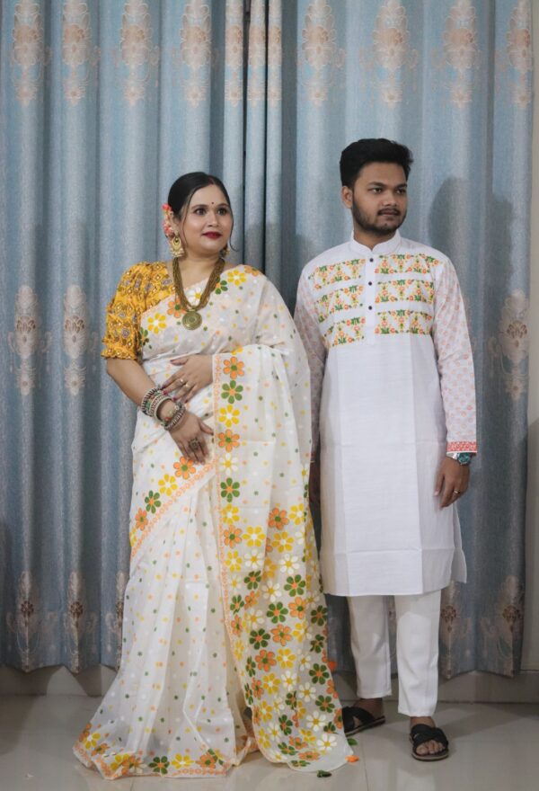 Premium Quality Matching Couple Set SAREE AND PANJABI CODE NO : BF-601