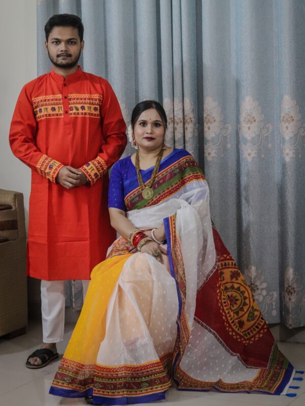 Premium Quality Matching Couple Set SAREE AND PANJABI CODE NO : BF-599