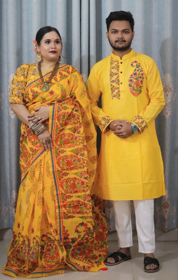 Premium Quality Matching Couple Set SAREE AND PANJABI CODE NO : BF-598