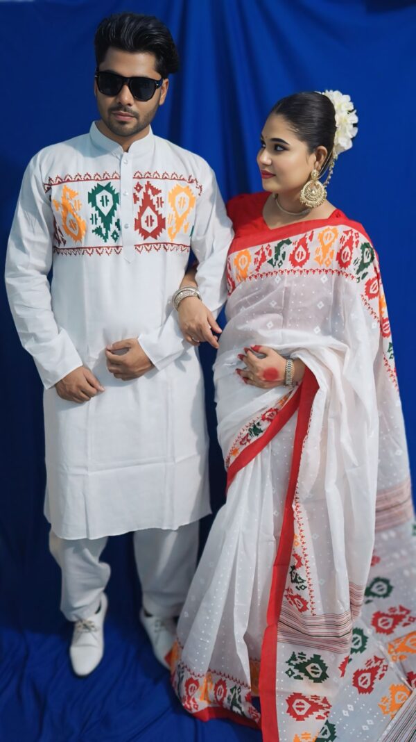 Premium Quality Matching Couple Set SAREE AND PANJABI CODE NO : BF-597