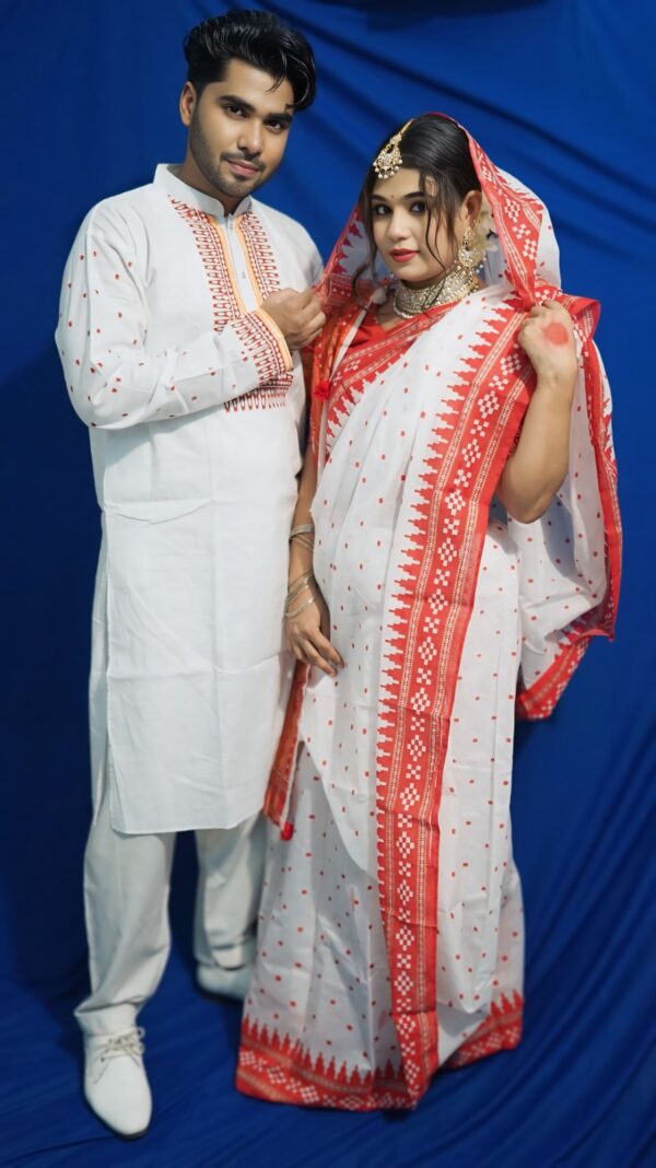 Premium Quality Matching Couple Set SAREE AND PANJABI CODE NO : BF-596