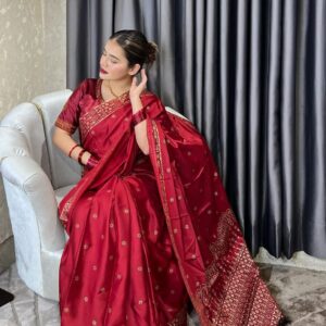 বধুয়া বেনারসি জাপানি সিল্ক শাড়ি – ট্র্যাডিশনাল লাক্সারি শাড়ি, কোড নং ২৮০ | Bunon Fabrics