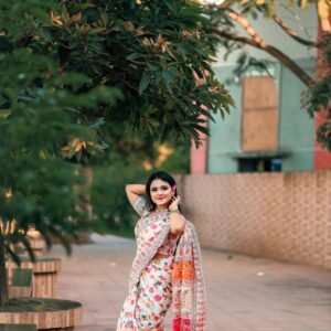 হাফসিল্ক জামদানি শাড়ি সাথে ব্লাউজ পিছ ফ্রি