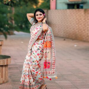 হাফসিল্ক জামদানি শাড়ি সাথে ব্লাউজ পিছ ফ্রি