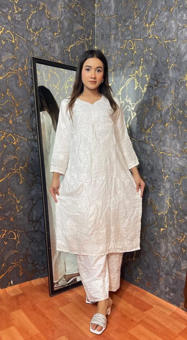 Lakhnou Embroidered 2-Piece Set – Premium Chinese Linen Fabrics BL-W4 - Image 2