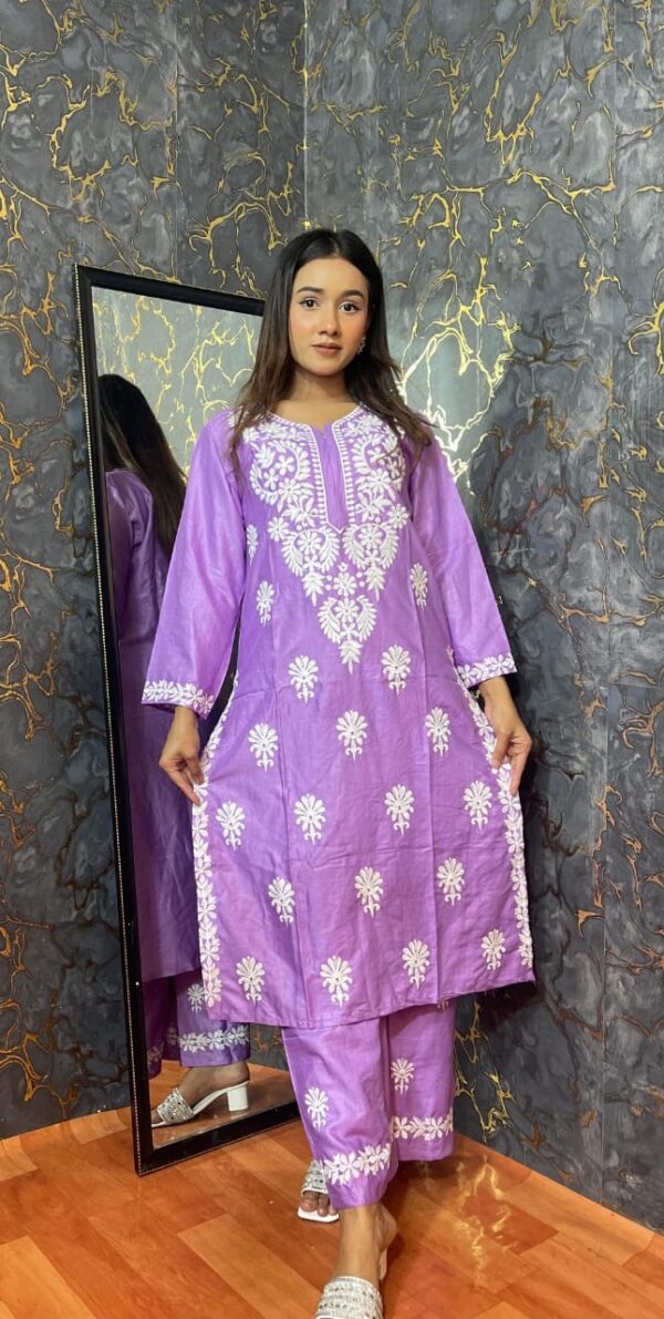 Lakhnou Embroidered 2-Piece Set – Premium Chinese Linen Fabrics BL-M2 - Image 3