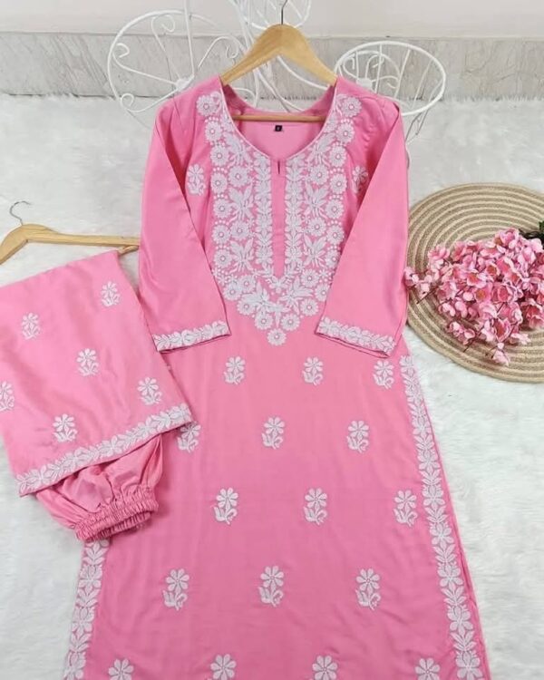 Lakhnou Embroidered 2-Piece Set – Premium Chinese Linen Fabrics BL-P6 - Image 3