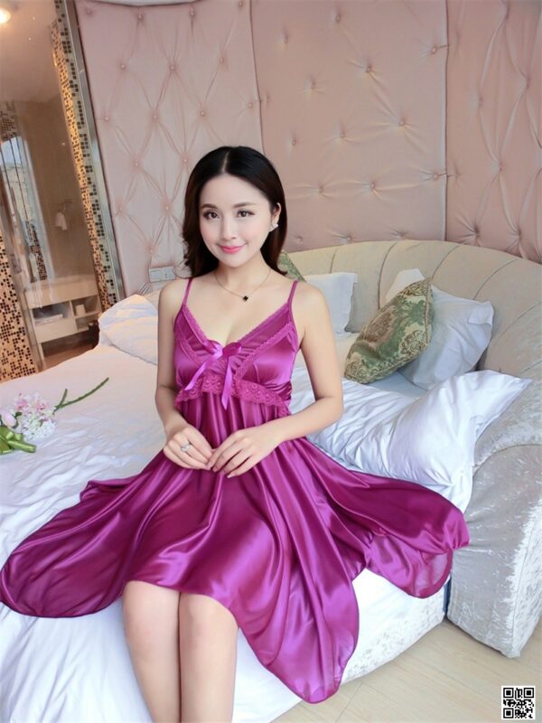 Midnight Bloom – Premium Flared Satin Nightwear with Panty Free Size | 180” Gher