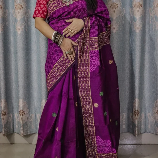 Dhupian SIlk Screen print Saree -ধুপিয়ান সিল্ক স্কিন প্রিন্টের শাড়ী