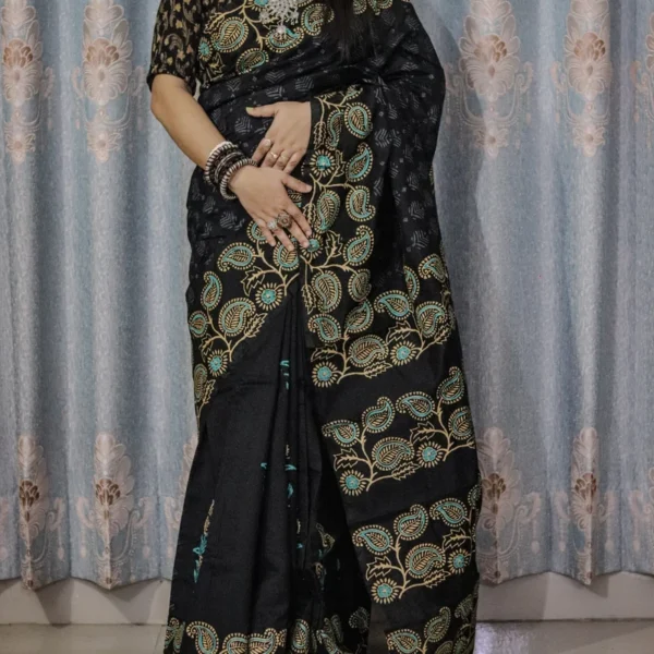 Dhupian SIlk Screen print Saree -ধুপিয়ান সিল্ক স্কিন প্রিন্টের শাড়ী
