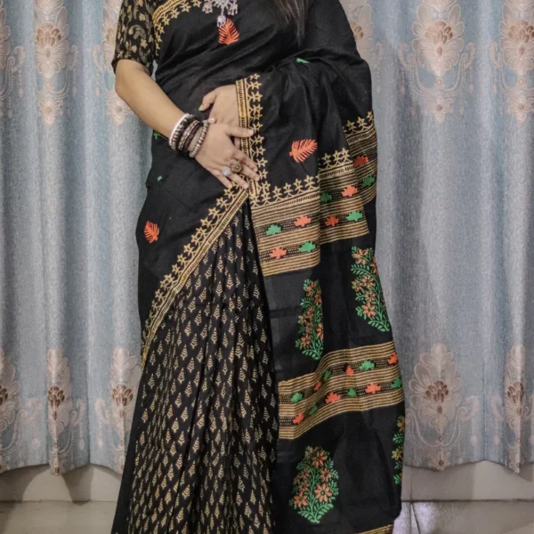 Dhupian SIlk Screen print Saree -ধুপিয়ান সিল্ক স্কিন প্রিন্টের শাড়ী