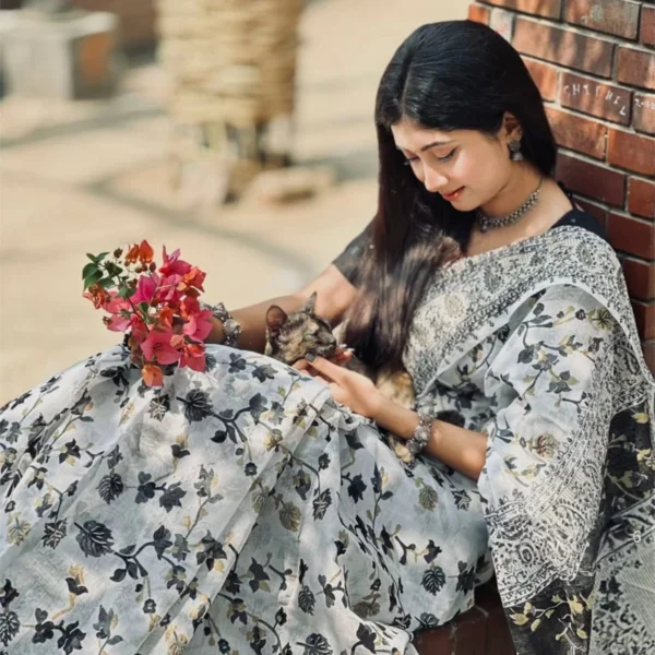 Hafsilk Jamdani Saree - হাফসিল্ক জামদানি শাড়ি - Image 2