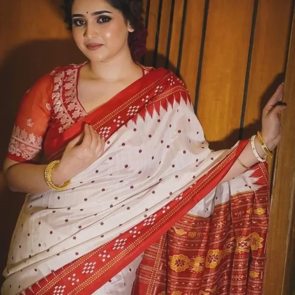 Hafsilk Jamdani Saree - হাফসিল্ক জামদানি শাড়ি - Image 2
