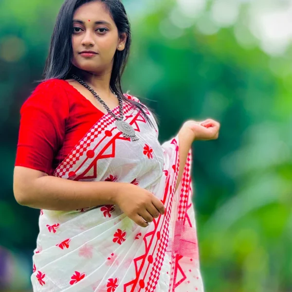 Hafsilk Jamdani Saree - হাফসিল্ক জামদানি শাড়ি - Image 2
