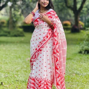 Hafsilk Jamdani Saree - হাফসিল্ক জামদানি শাড়ি
