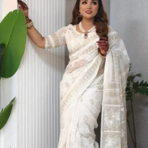 Hafsilk Jamdani Saree - হাফসিল্ক জামদানি শাড়ি
