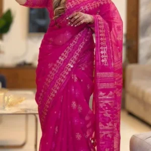 Hafsilk Jamdani Saree - হাফসিল্ক জামদানি শাড়ি