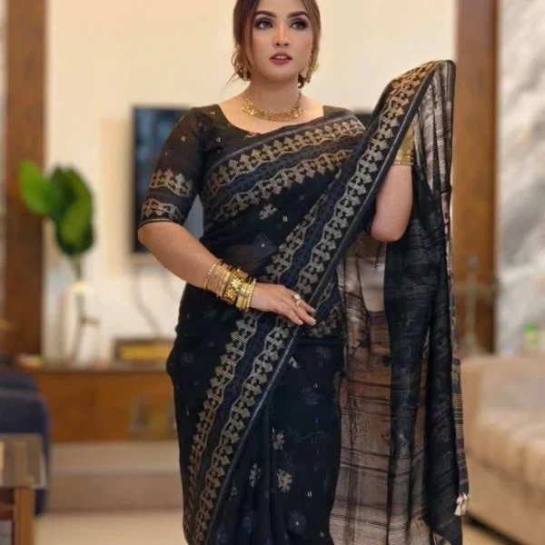Hafsilk Jamdani Saree - হাফসিল্ক জামদানি শাড়ি