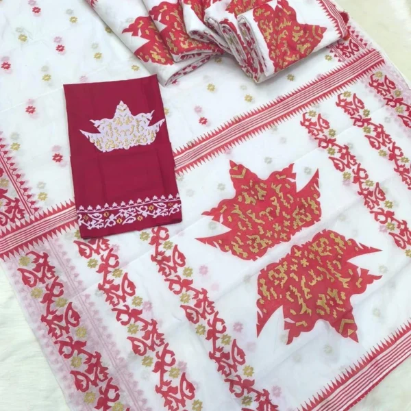 Hafsilk Jamdani Saree - হাফসিল্ক জামদানি শাড়ি - Image 2
