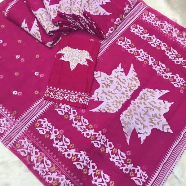 Hafsilk Jamdani Saree - হাফসিল্ক জামদানি শাড়ি - Image 2