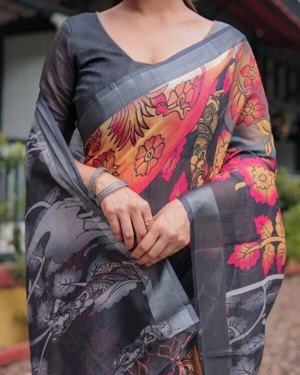 Premium Quality Digital Print Saree — Elegance | BUS-DP-3005 - Image 2