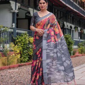 Premium Quality Digital Print Saree — Elegance | BUS-DP-3005