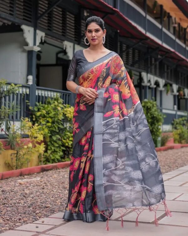 Premium Quality Digital Print Saree — Elegance | BUS-DP-3005