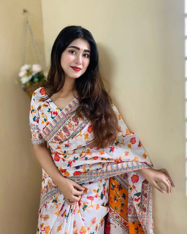 হাফসিল্ক জামদানি শাড়ি সাথে ব্লাউজ পিছ ফ্রি BUS-105 - Image 6
