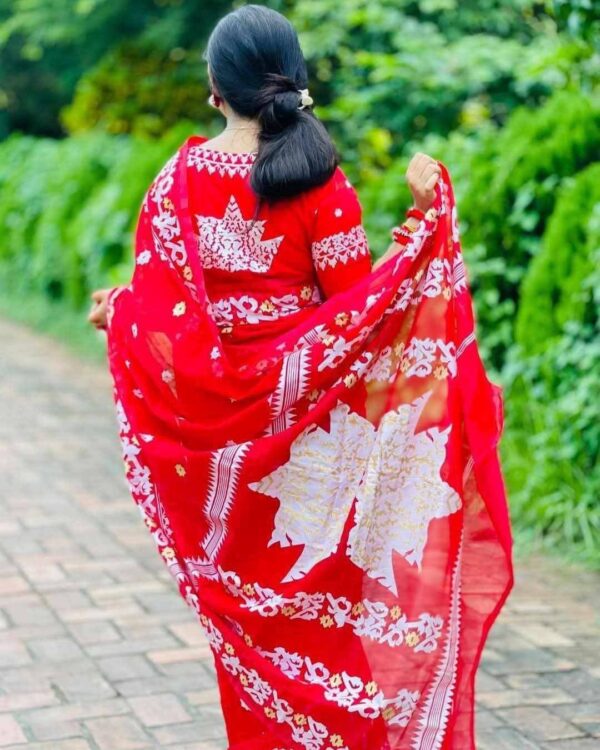 Hafsilk Jamdani Saree - হাফসিল্ক জামদানি শাড়ি - Image 3