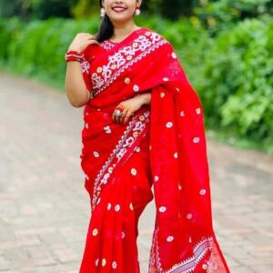 Hafsilk Jamdani Saree - হাফসিল্ক জামদানি শাড়ি