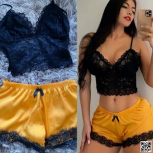 Gorgeous Lace Design Ladies Two Piece Nighty
