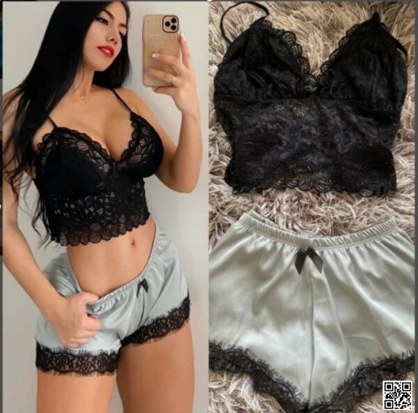 Gorgeous Lace Design Ladies Two Piece Nighty
