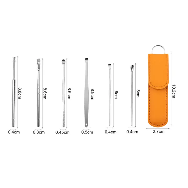 6 PCS Ear Pick Set Portable Ear Cleaner Set Stainless Steel With Lather Case - Image 5