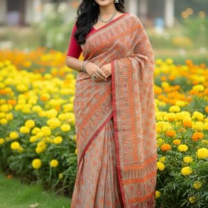 Premium Boutique Silk Saree | 14 Hands Long | Hand Embroidered & Thread Work | Matching Blouse Piece | Bunon Fabrics Bangladesh