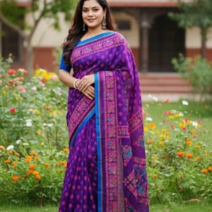 Premium Boutique Silk Saree | 14 Hands Long | Hand Embroidered & Thread Work | Matching Blouse Piece | Bunon Fabrics Bangladesh