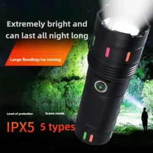 Super Bright Rechargeable LED Torch Light | 4 Light Modes, Type-C Fast Charging, Digital Display, Long Battery Life & Waterproof Design