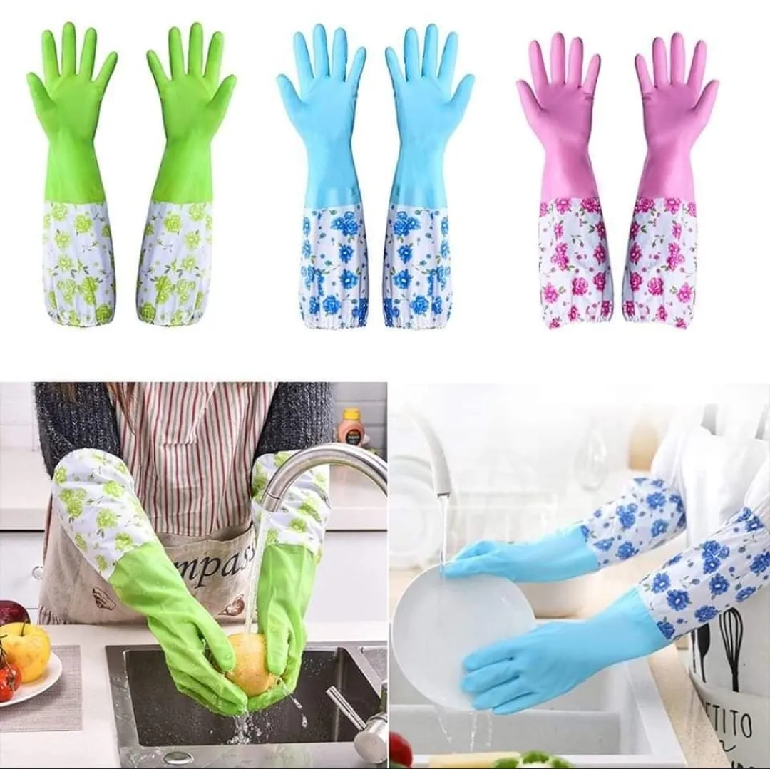 2 Pcs Long Silicon Hand Gloves | শীতে ঠান্ডা পানি ও পরিষ্কার-পরিচ্ছন্নতার কাজে সুরক্ষিত হাত