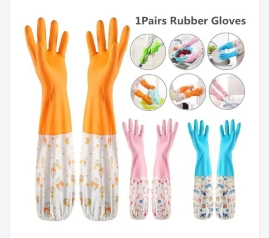 2 Pcs Long Silicon Hand Gloves | শীতে ঠান্ডা পানি ও পরিষ্কার-পরিচ্ছন্নতার কাজে সুরক্ষিত হাত - Image 4