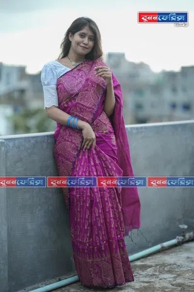 হাফসিল্ক জামদানি শাড়ি BUS-108