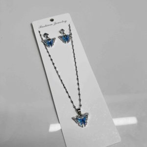 Butterfly Pendant Necklace & Earrings Set with Rhinestone Accents – Fashion Jewelry for Parties & Gifting