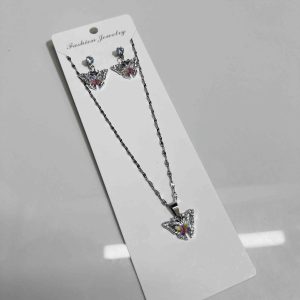 Butterfly Pendant Necklace & Earrings Set with Rhinestone Accents – Fashion Jewelry for Parties & Gifting